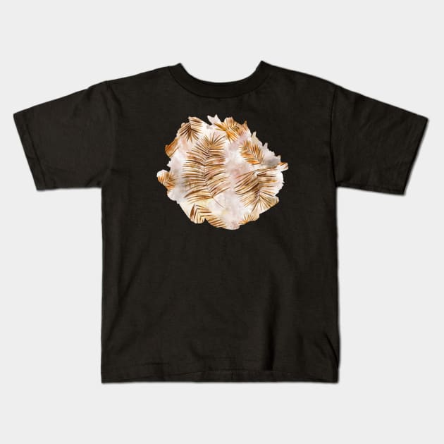 Watery Palms Orange gold Kids T-Shirt by ninoladesign